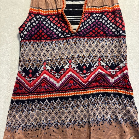 Meadow Rue Anthropologie tank top tribal print Chevron v-neck soft modal S - Picture 3 of 10